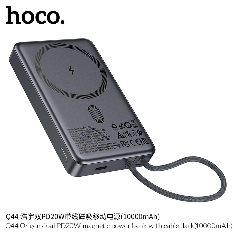 HD_SYNC:Q44 Origen dual PD20W magnetic power bank with cable dark(10000mAh)(UN)