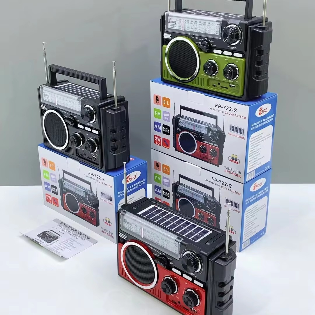 Solar BT Speaker High Power Sub Woofer Unit Multiband Receiver Am FM Sw1-2 Radio Support AUX USB TF Card With Telescopic Antenna