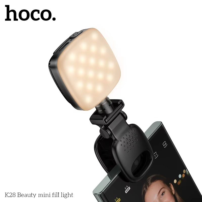 K28 Mini Rechargeable Selfie Fill Light - 3 Color Modes, Adjustable Brightness Clip-on LED Light For Mobile Phones & Computers