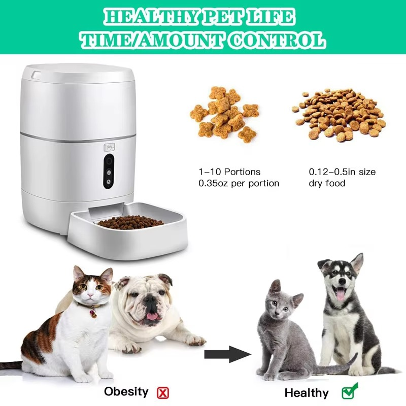 Smart Feeder 3L, Wi-Fi, Food Dispenser, App Automatic Feeding, Manual Feeding, Schedule Feeding, Check Feeding Status, Voice Recorder, for Big or Small Pets
