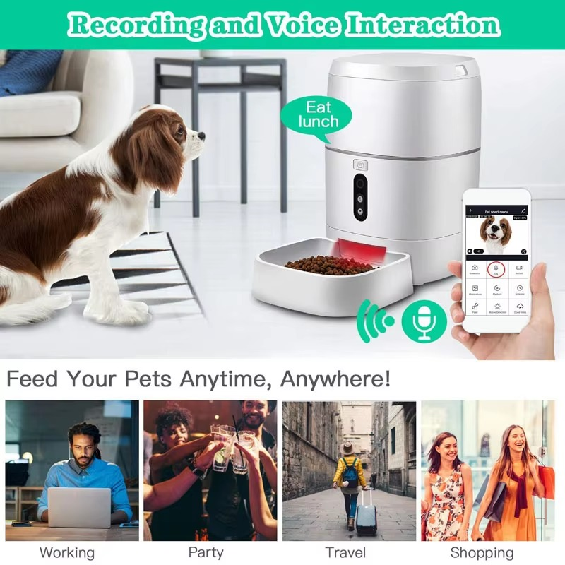 Smart Feeder 3L, Wi-Fi, Food Dispenser, App Automatic Feeding, Manual Feeding, Schedule Feeding, Check Feeding Status, Voice Recorder, for Big or Small Pets