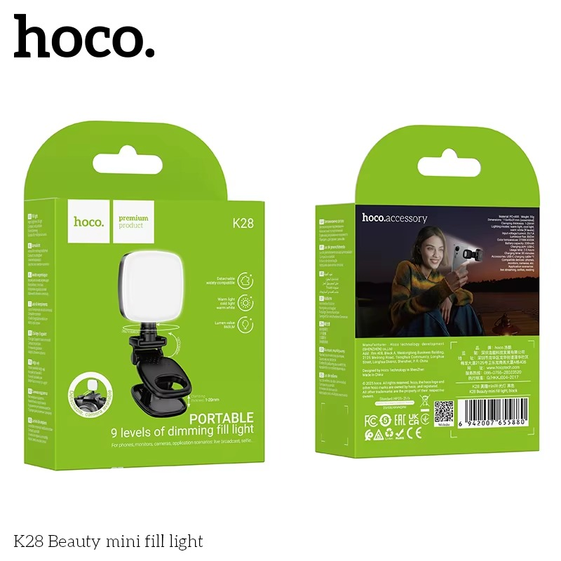 K28 Mini Rechargeable Selfie Fill Light - 3 Color Modes, Adjustable Brightness Clip-on LED Light For Mobile Phones & Computers