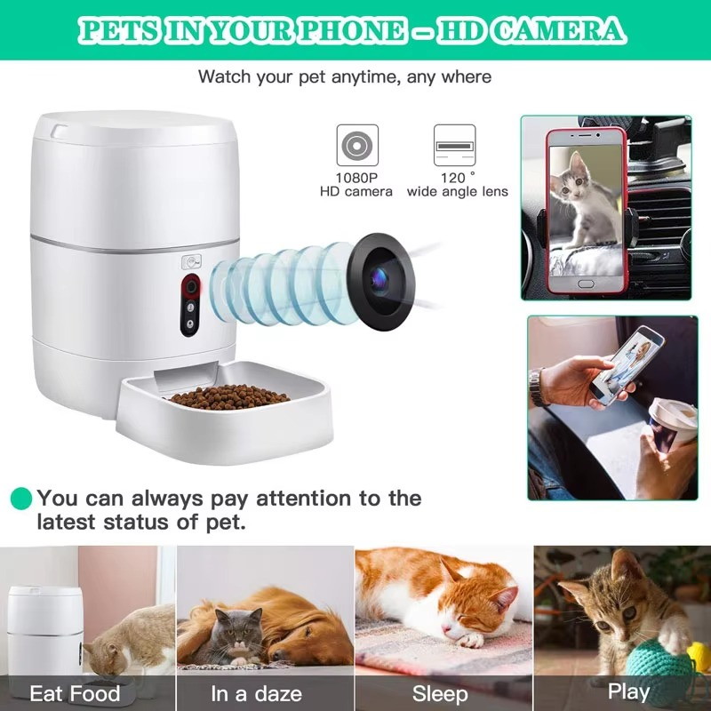 Smart Feeder 3L, Wi-Fi, Food Dispenser, App Automatic Feeding, Manual Feeding, Schedule Feeding, Check Feeding Status, Voice Recorder, for Big or Small Pets