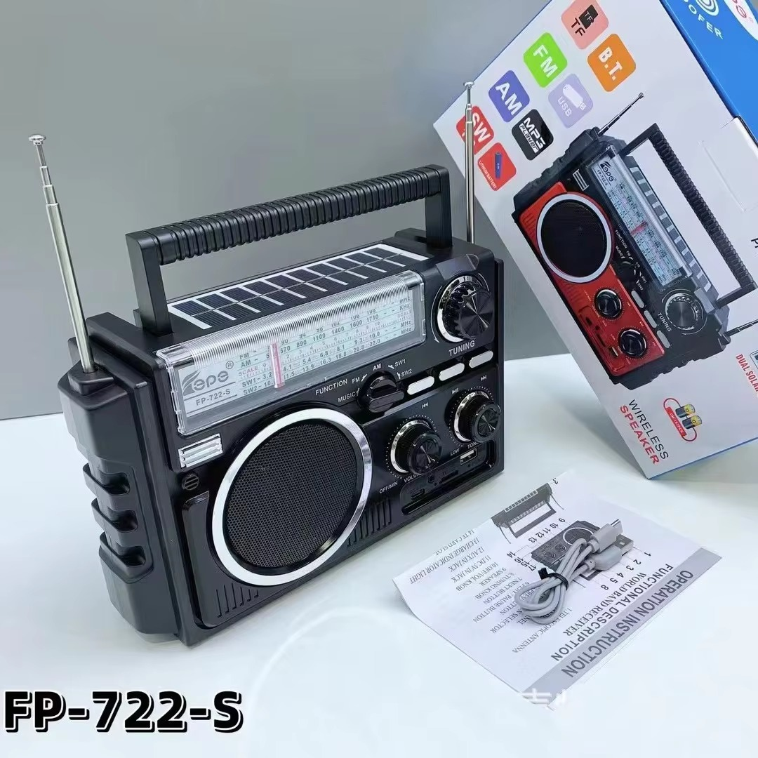 Solar BT Speaker High Power Sub Woofer Unit Multiband Receiver Am FM Sw1-2 Radio Support AUX USB TF Card With Telescopic Antenna