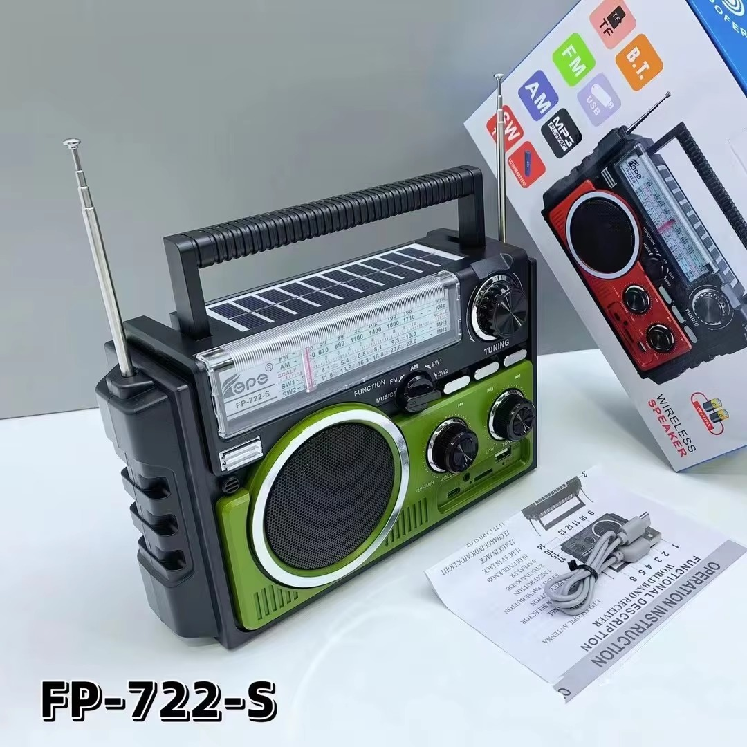 Solar BT Speaker High Power Sub Woofer Unit Multiband Receiver Am FM Sw1-2 Radio Support AUX USB TF Card With Telescopic Antenna