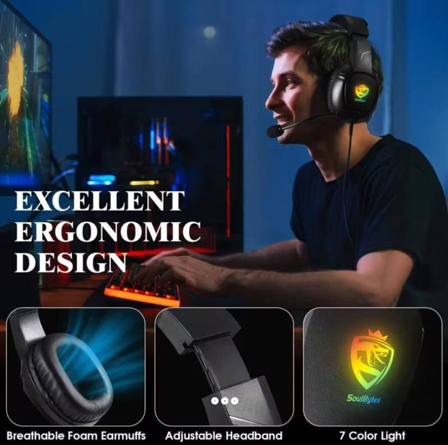 S20 Gaming Headset 50mm LED Mic for ps5 ps4 xbox PC