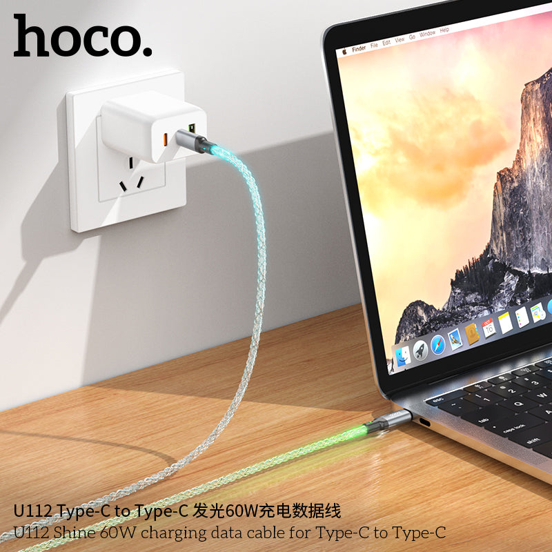 HD_SYNC:U112 Shine 60W charging data cable for Type-C to Type-C