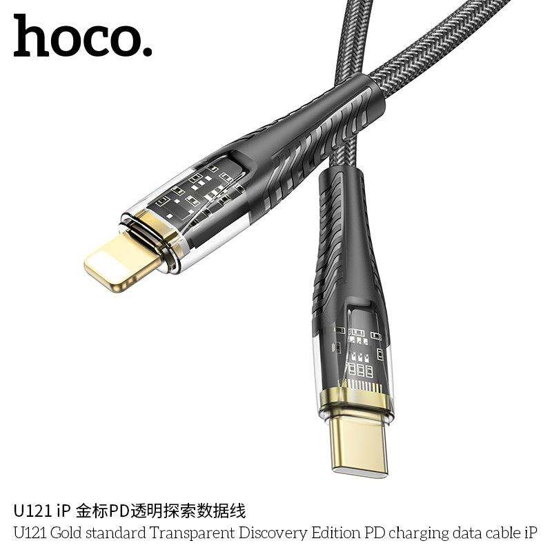 HD_SYNC:U121 Gold standard Transparent Discovery Edition PD charging data cable iP
