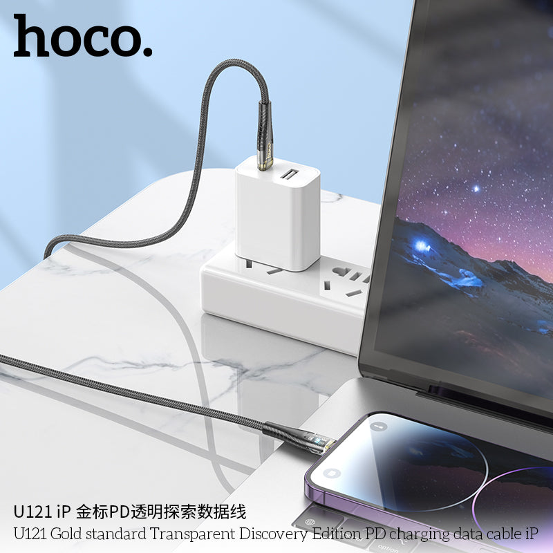 HD_SYNC:U121 Gold standard Transparent Discovery Edition PD charging data cable iP