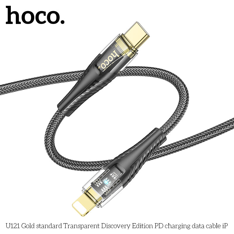 HD_SYNC:U121 Gold standard Transparent Discovery Edition PD charging data cable iP
