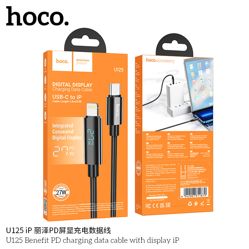 HD_SYNC:U125 Benefit 100W charging data cable with display Type-C to Type-C