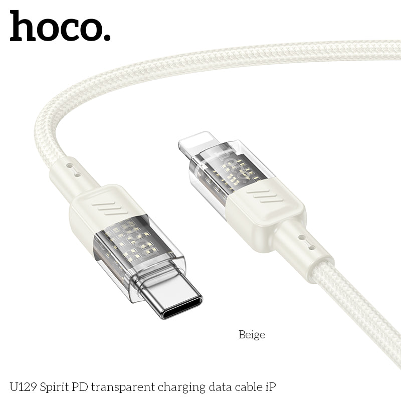HD_SYNC:U129 Spirit PD transparent charging data cable iP