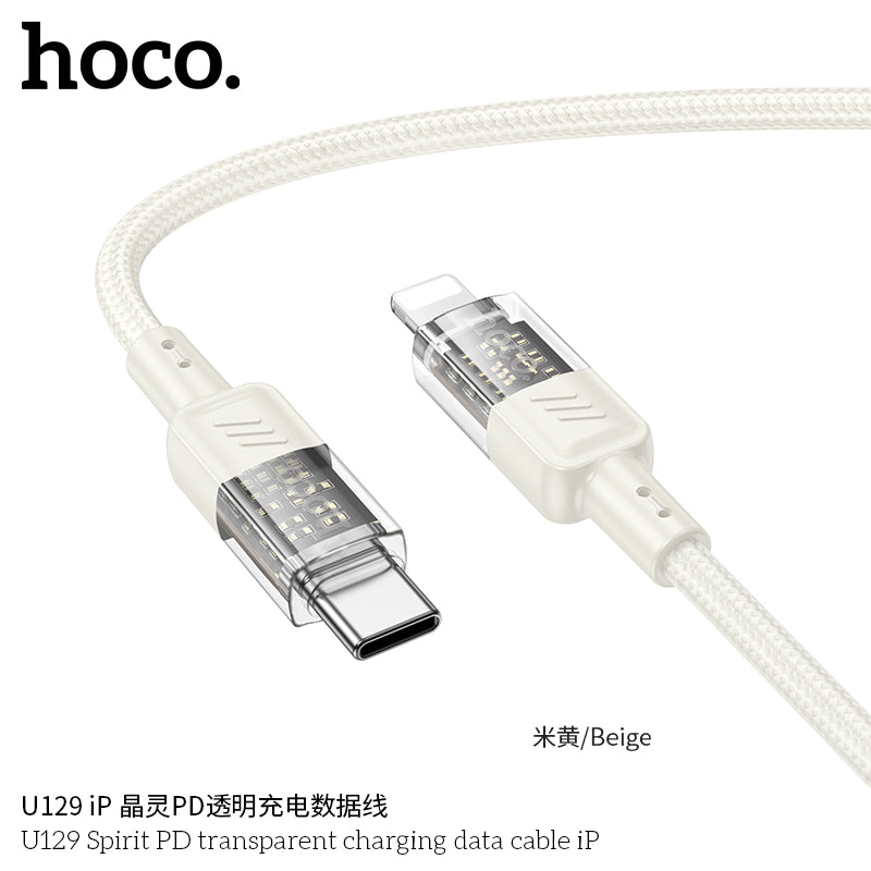 HD_SYNC:U129 Spirit 60W transparent charging data cable Type-C to Type-C