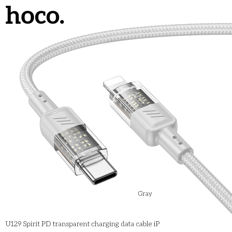 HD_SYNC:U129 Spirit PD transparent charging data cable iP