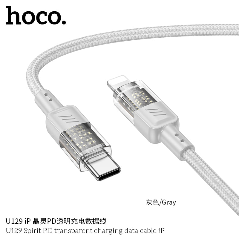 HD_SYNC:U129 Spirit PD transparent charging data cable iP