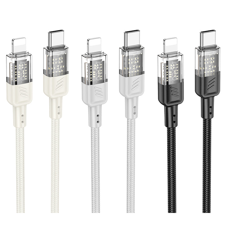 HD_SYNC:U129 Spirit 60W transparent charging data cable Type-C to Type-C