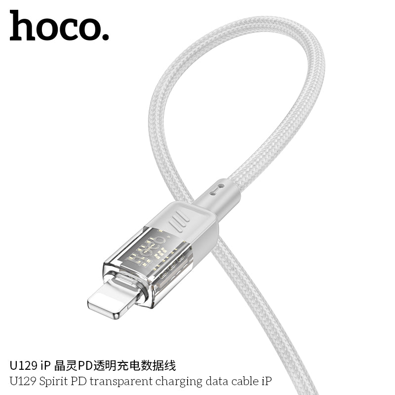 HD_SYNC:U129 Spirit 60W transparent charging data cable Type-C to Type-C