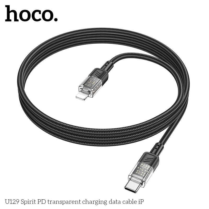HD_SYNC:U129 Spirit 60W transparent charging data cable Type-C to Type-C