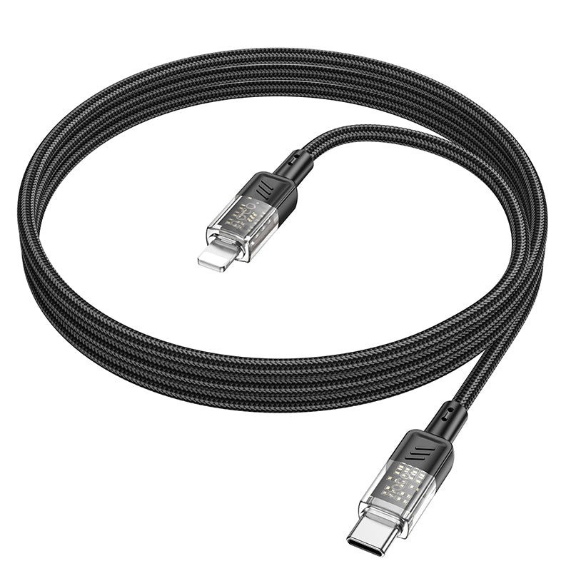 HD_SYNC:U129 Spirit 60W transparent charging data cable Type-C to Type-C