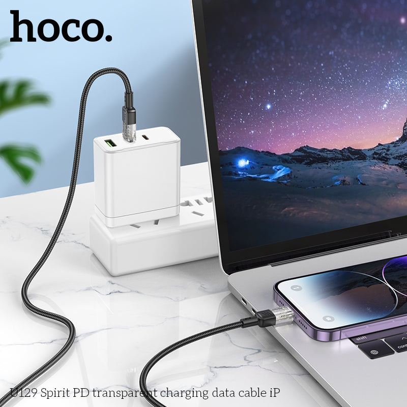 HD_SYNC:U129 Spirit PD transparent charging data cable iP