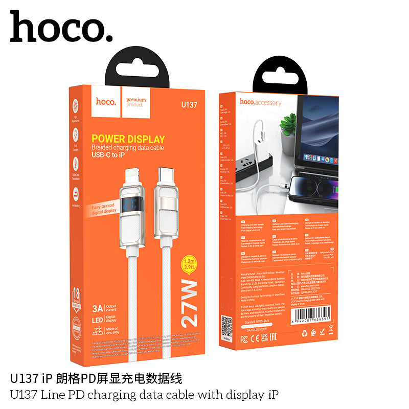 HD_SYNC:U137 Line PD charging data cable with display iP