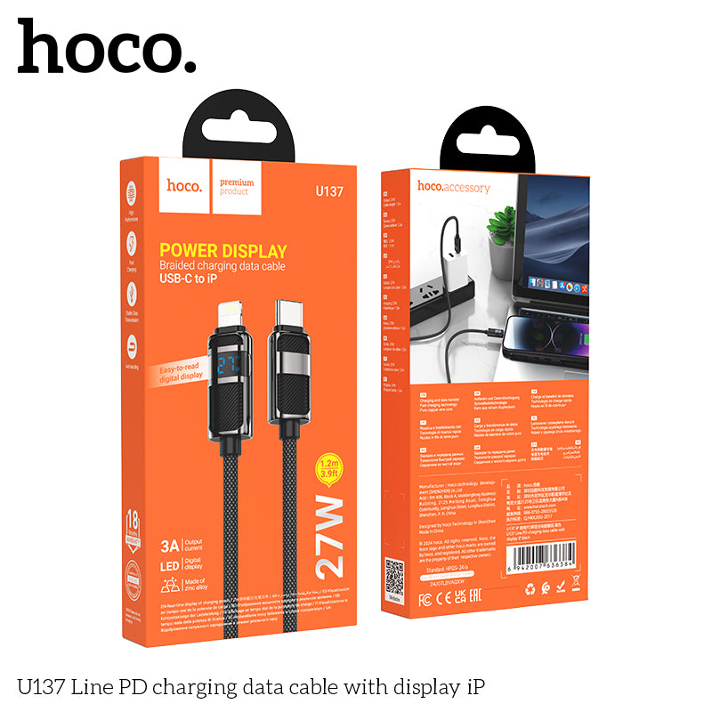 HD_SYNC:U137 Line PD charging data cable with display iP