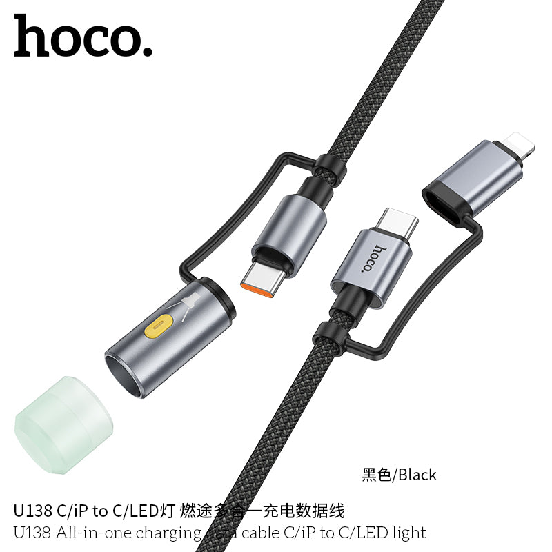 HD_SYNC:U138 All-in-one charging data cable C/iP to C/LED light