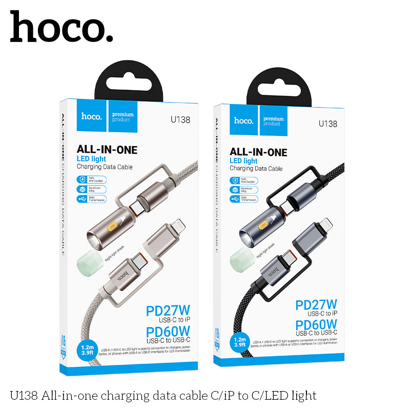 HD_SYNC:U138 All-in-one charging data cable C/iP to C/LED light