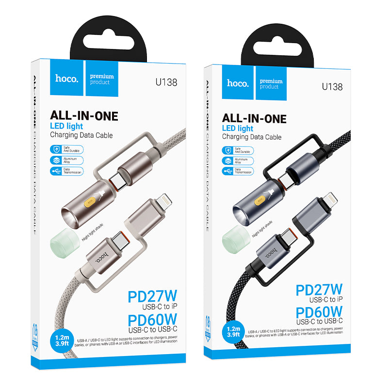 HD_SYNC:U138 All-in-one charging data cable C/iP to C/LED light