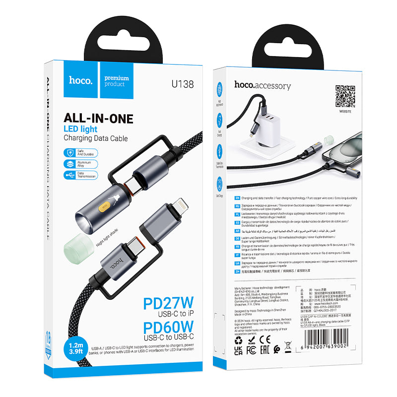 HD_SYNC:U138 All-in-one charging data cable C/iP to C/LED light