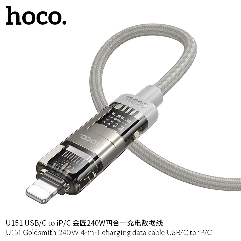 HD_SYNC:U151 Goldsmith 240W 4-in-1 charging data cable USB/C to iP/C
