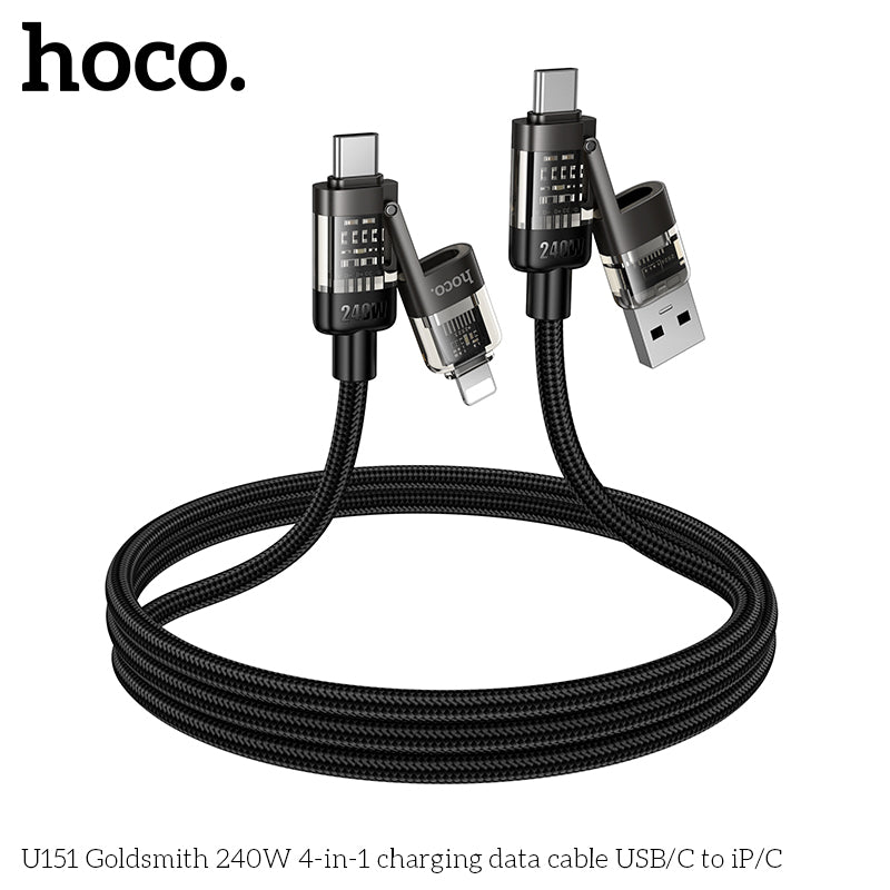 HD_SYNC:U151 Goldsmith 240W 4-in-1 charging data cable USB/C to iP/C