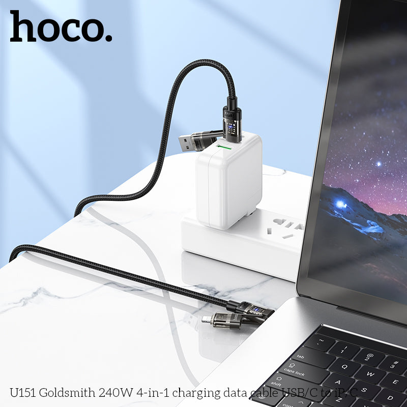 HD_SYNC:U151 Goldsmith 240W 4-in-1 charging data cable USB/C to iP/C