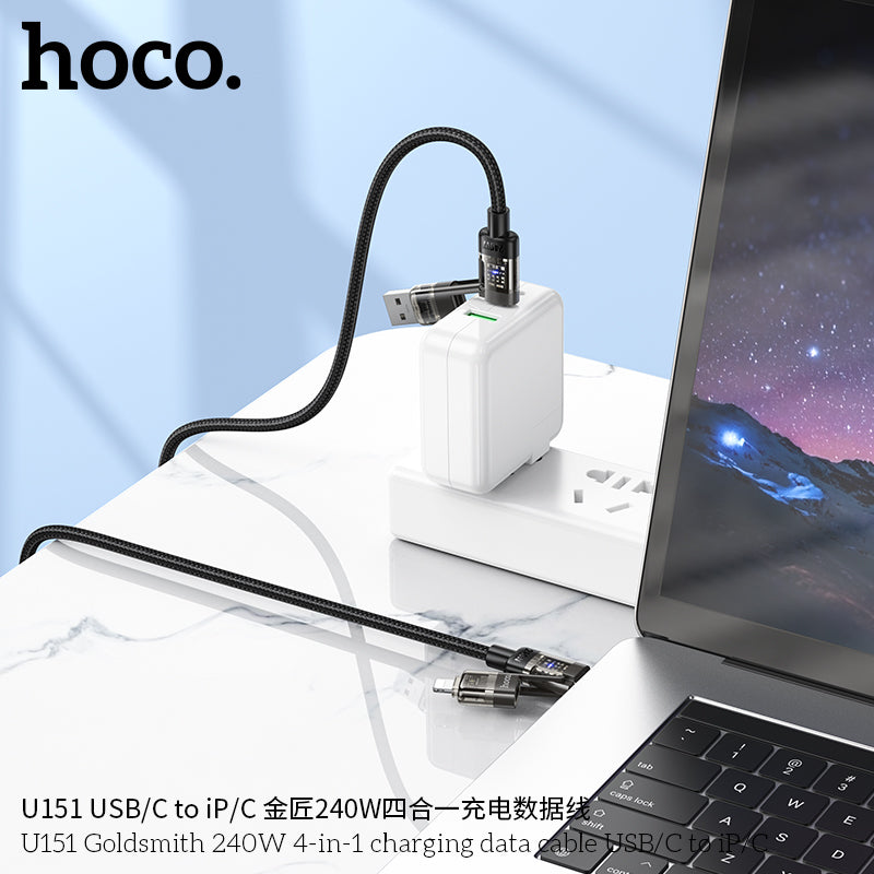 HD_SYNC:U151 Goldsmith 240W 4-in-1 charging data cable USB/C to iP/C
