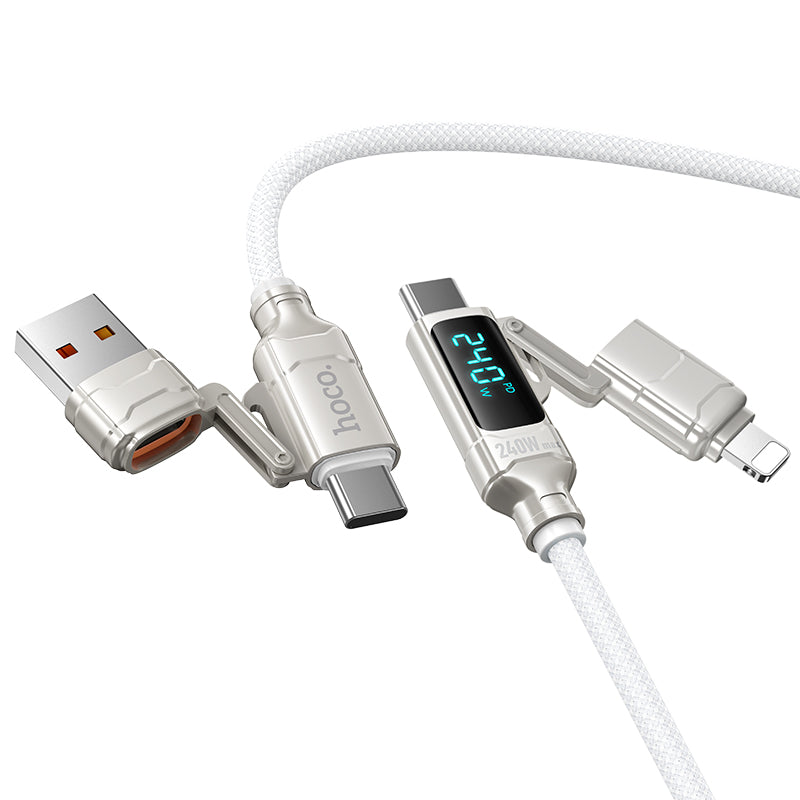 HD_SYNC:U152 Fortune 240W 4-in-1 charging data cable with display USB/C to iP/C