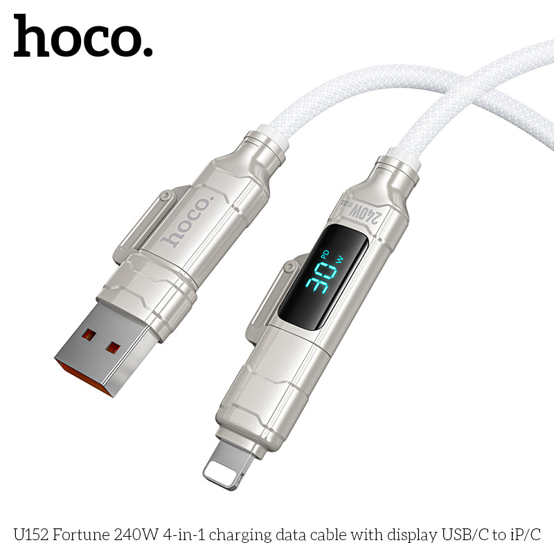 HD_SYNC:U152 Fortune 240W 4-in-1 charging data cable with display USB/C to iP/C