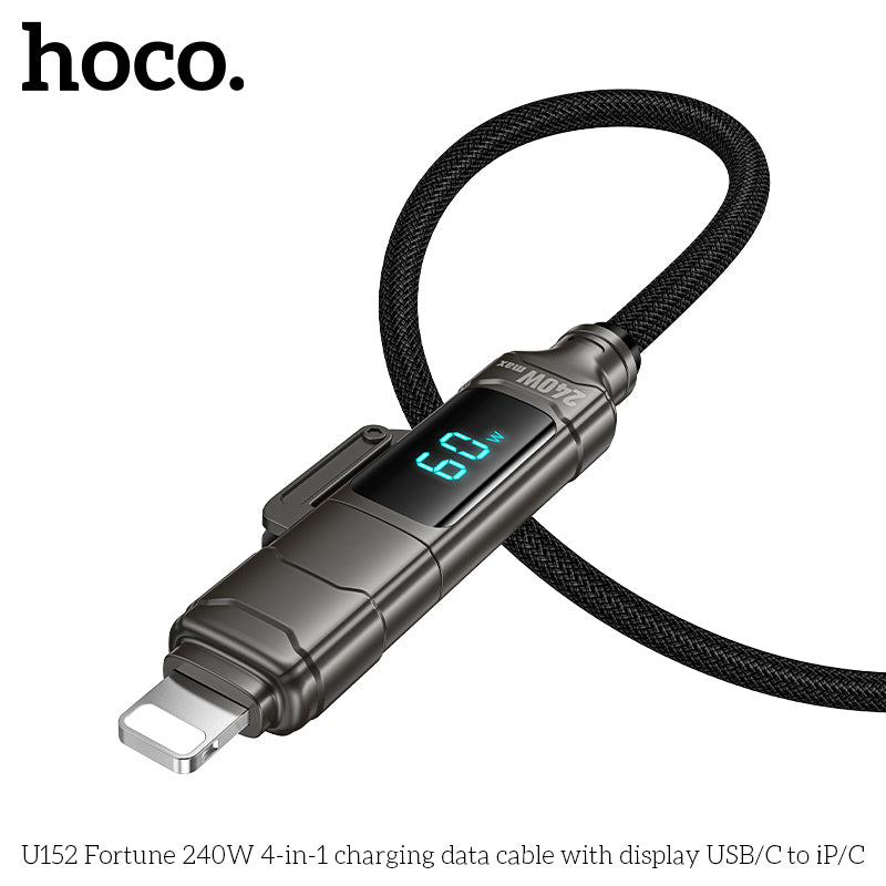 HD_SYNC:U152 Fortune 240W 4-in-1 charging data cable with display USB/C to iP/C