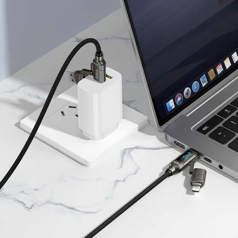 HD_SYNC:U152 Fortune 240W 4-in-1 charging data cable with display USB/C to iP/C