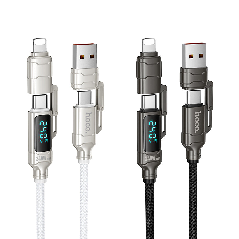 HD_SYNC:U152 Fortune 240W 4-in-1 charging data cable with display USB/C to iP/C