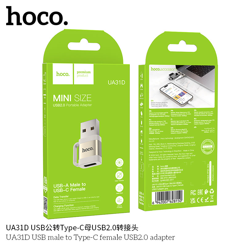 HD_SYNC:UA31D USB male to Type-C female USB2.0 adapter