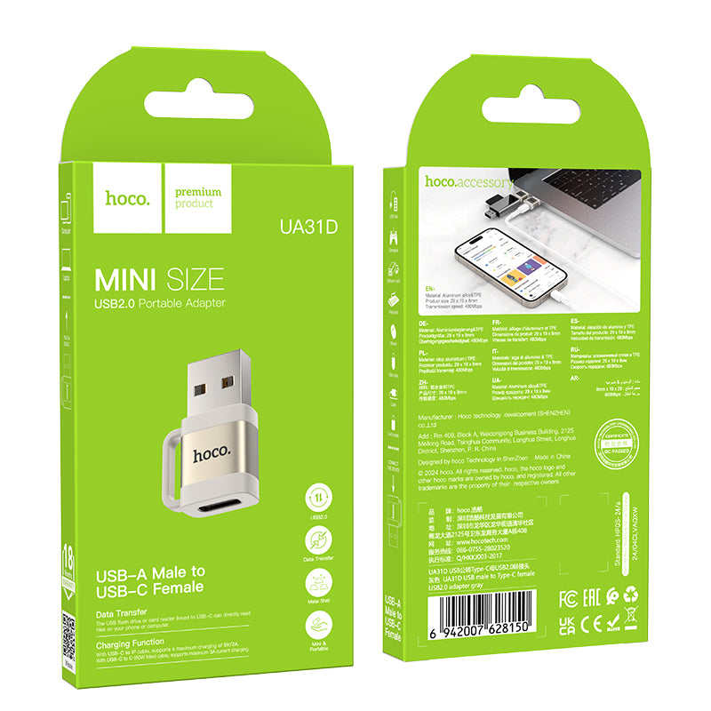HD_SYNC:UA31D USB male to Type-C female USB2.0 adapter