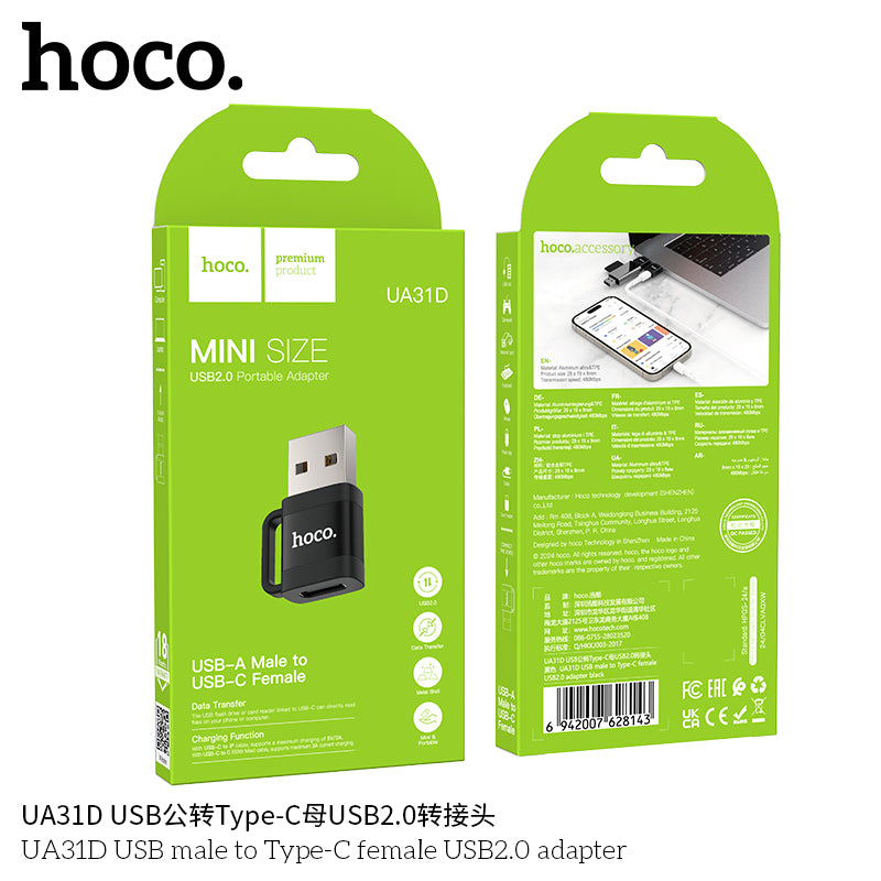 HD_SYNC:UA31D USB male to Type-C female USB2.0 adapter