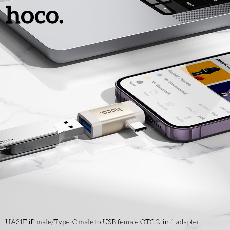 HD_SYNC:UA31F iP male/Type-C male to USB female OTG 2-in-1 adapter
