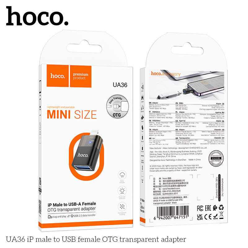 HD_SYNC:UA36 iP male to USB female OTG transparent adapter