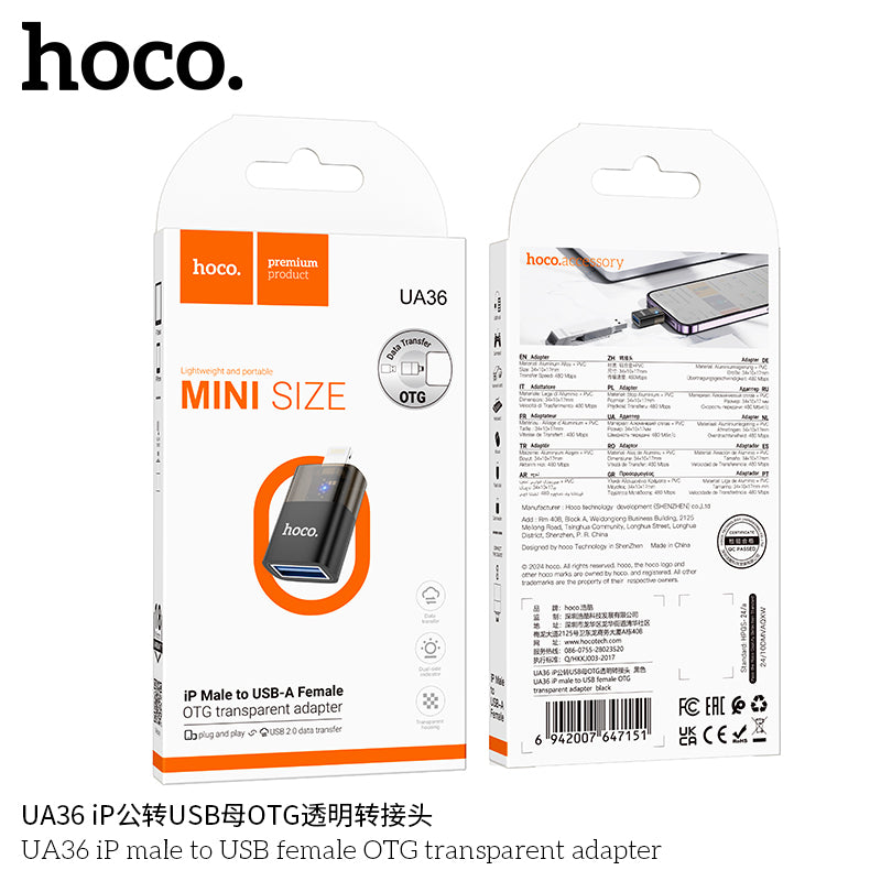HD_SYNC:UA36 iP male to USB female OTG transparent adapter