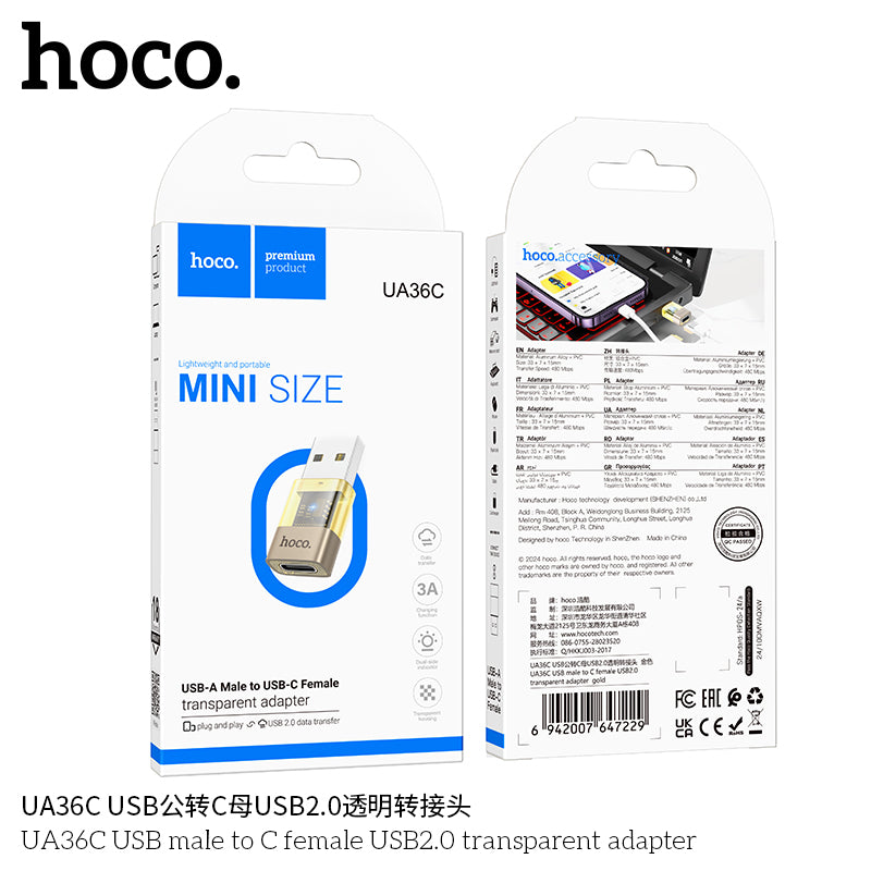 HD_SYNC:UA36C USB male to C female USB2.0 transparent adapter