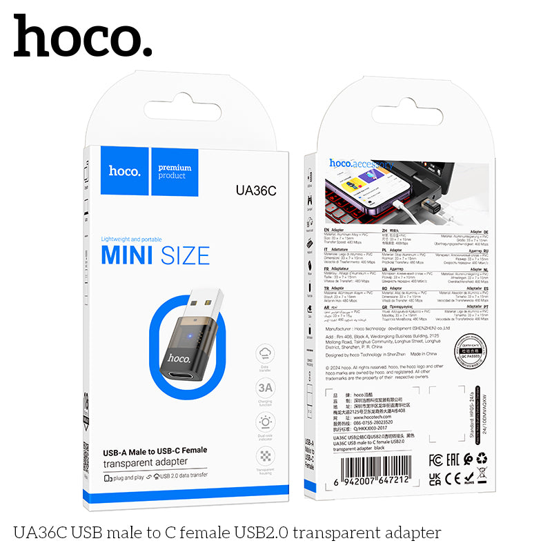 HD_SYNC:UA36C USB male to C female USB2.0 transparent adapter