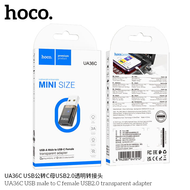 HD_SYNC:UA36C USB male to C female USB2.0 transparent adapter