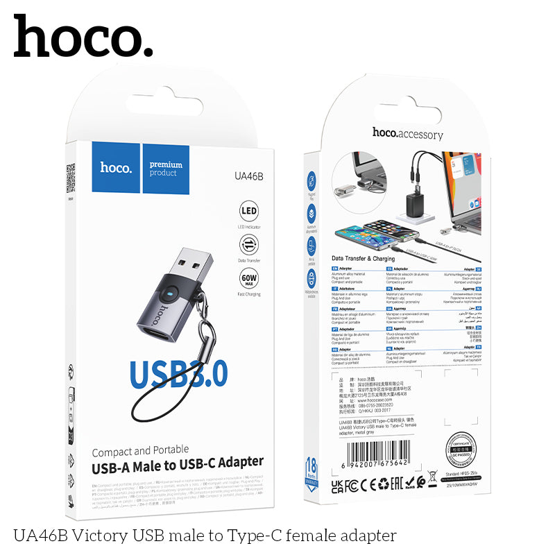 Hoco UA46B Victory USB male to Type-C female adapter – TEQ PTY LTD