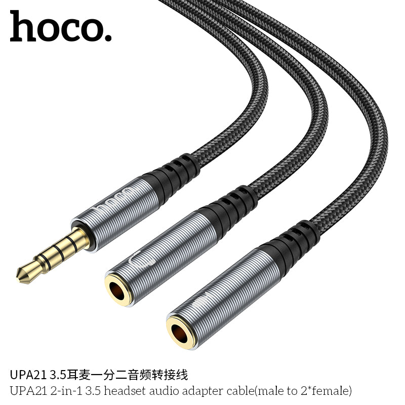 HD_SYNC:UPA21 2-in-1 3.5 headset audio adapter cable(male to 2*female)